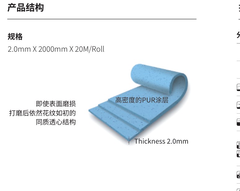 LX Hausys静电卷材结构：高密度PUR涂层与同质透心结构